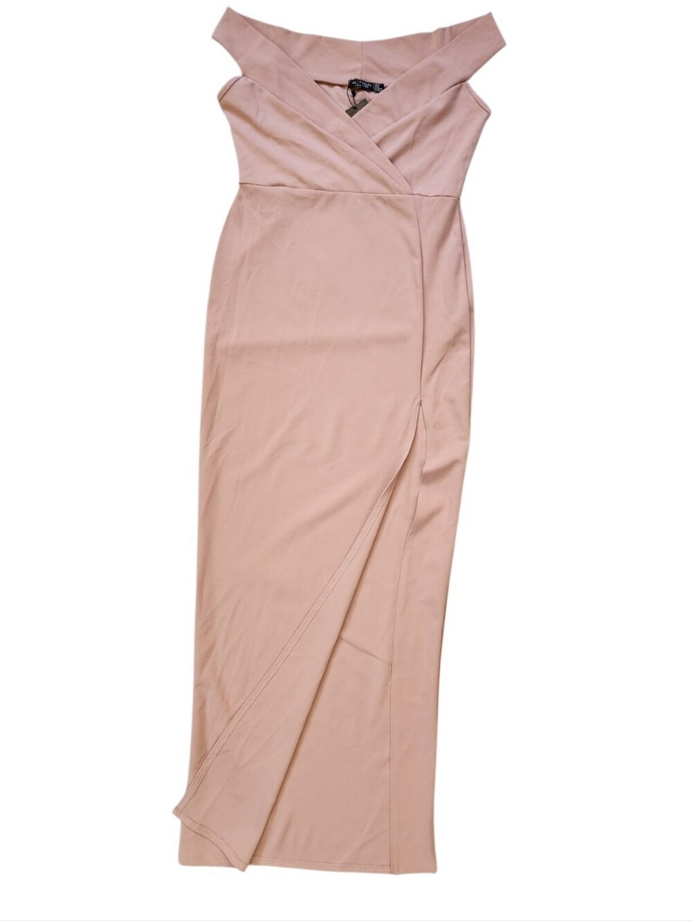 NASTY GAL Rose Off The Shoulder High Slit Midi Dress - Size 8 - Picture 12 of 16